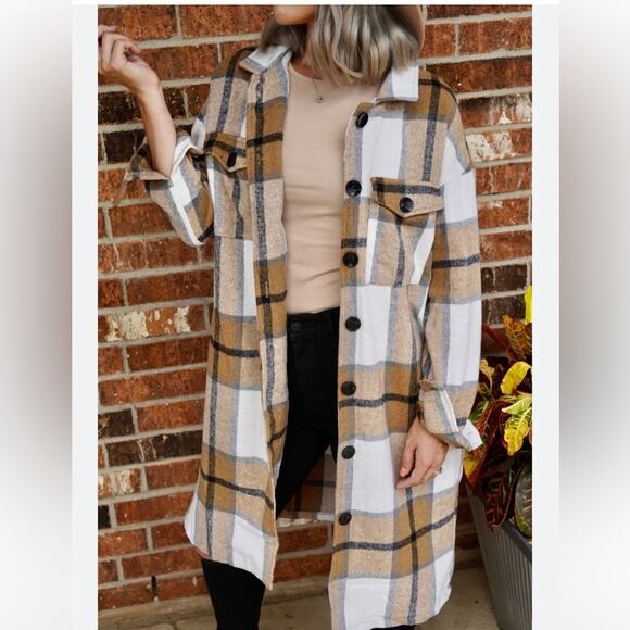 Brushed Flannel Heavyweight Button Down Flannel Shacket with Pockets XL - Picture 11 of 11